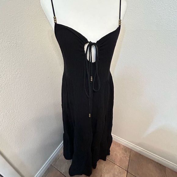 Anthropology Harlow Tie-Front Maxi Dress Charlie Holiday, size M, black - Picture 6 of 12